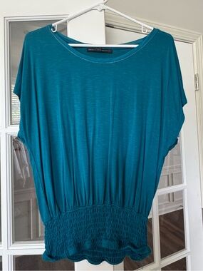 White House Black Market Teal Smocked-Hem Top
